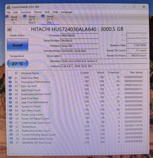 Hitachi HGST Ultrastar 7K4000 3TB Hard Disk 7200RPM 3.5" SATA