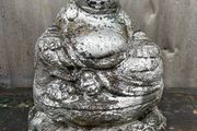 Reconstituted Silver stone Buddha garden statue.