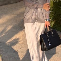Grey satin Dress and karen Millen cardigan outfit