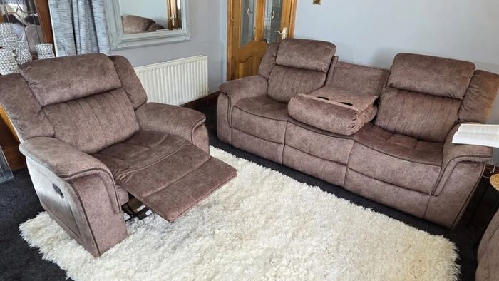 Gresham 3+2 or 3+1+1 Sand Fabric Recliner Sofa Set