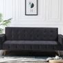 Black Luxury Velvet Sofa Bed with Golden Legs Image 2