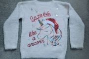 Dunnes Girl's Unicorn Christmas Jumper, size: 8-9 years