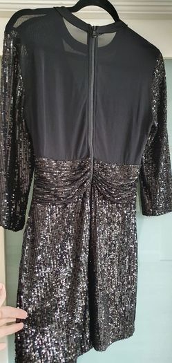 UNSIGNED black sequins and sheer bodycon Sz 8
