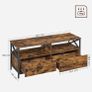 TV table 120 x 40 x 50 cm TV cabinet, TV table, lowboard for TVs up to 55 inches, with 2 drawers, 2 open compartments, 120 x 40 x 50 cm, for living room, steel frame, vintage brown-black Image 4