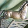 Vintage Large Solid Brass Horse on Base Horse Jumping Gate 11" x 9,5" Image 4
