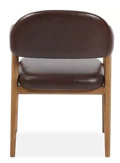 Pair of Leather & Oak Dining Chairs - Like New