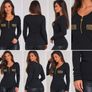 Women's Ribbed Blouse L/XL - Black Image 2