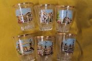 Set of 6 Vintage Shot Glasses - Buckingham Palace,Horse Guards,Trafalgar Square,Tower Bridge,Piccadilly Circus,Big Ben House of Parliament