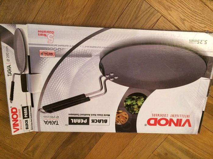 Vinod 29 cm Black Pearl Concave Hard Anodized Tawa Pan