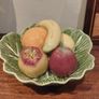 Vintage Mid Century Portuguese Ceramic Majolicaware Cabbage Leaf Bowl Complete with Five Pieces of Fruit by Bordallo Pinheiro, Circa 1950s - Kitschtastic!!! Image 4