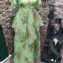 Vintage 70s John Bentley Irish Designer green chiffon Party dress size 6 or 8 Image 2