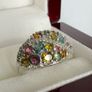 Silver Multi-Tourmaline & White Zircon Cluster Ring Image 7