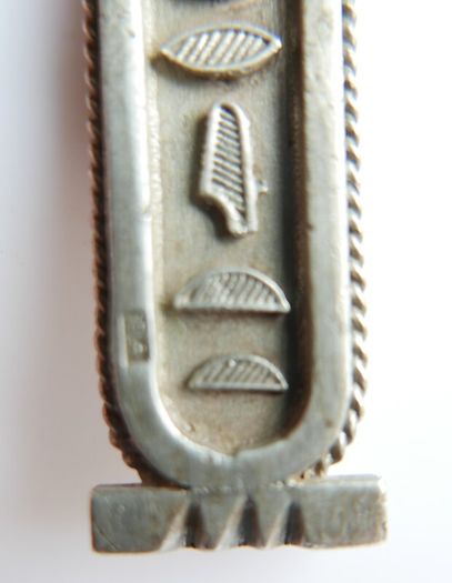 Vintage 925 Sterling Silver Egyptian Cartouche Design Charm pendant Hallmarked, and chain L 16" - 14,83g