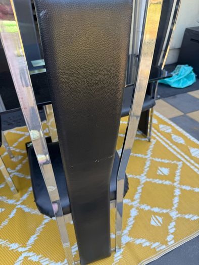 Black Glass and chrome dining table and chairs