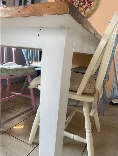 Solid Wood Farmhouse Kitchen Table + 4 Chairs