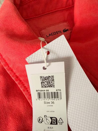 LACOSTE Red denim jacket Brand new