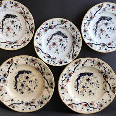 A Set of Five Antique English Ironstone Plates in the Assam Pattern