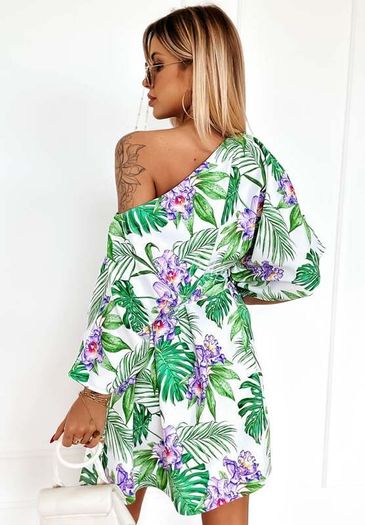 Floral Dress, Green And Purple