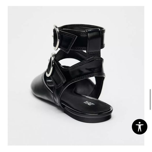 New Zara Black Buckle Shoes UK6