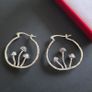 Cottagecore Mushroom Earrings Hoop Earrings Silver Tone Bohemian Fairy Nature Image 3