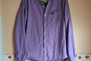 mens SUPERDRY shirt long sleeve 100% cotton purple Size medium