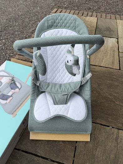 Nested Gravity Wooden Baby Bouncer Sage Green