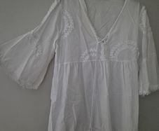 Italian White Boho Long Sleeve Blouse One Size