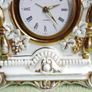 Vintage Landex Royal Craft White Porcelain Mantle Clock Gilt Trim, Doves Transistor Japan , in working order Image 4