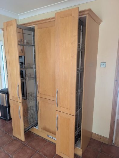Entire Kitchen including Neff Double Oven, Integrated Fridge-Freezer, Bosch Dishwasher,  Faber Extractor fan, and Microwave.