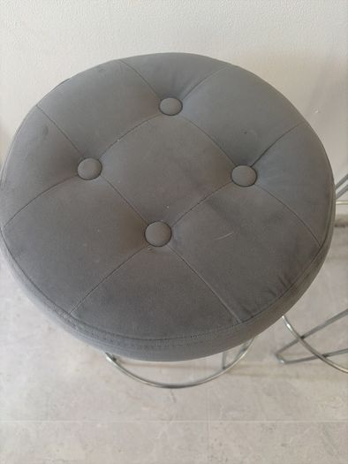 Two Grey and Chrome Bar Stools