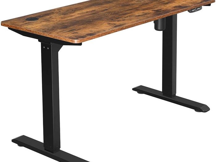 _Electric Desk, Height-Adjustable, Desk Stand, Table Frame with Motor, 120 x 60 x (73-114) cm, Steel, Vintage Brown/Black
