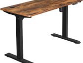 _Electric Desk, Height-Adjustable, Desk Stand, Table Frame with Motor, 120 x 60 x (73-114) cm, Steel, Vintage Brown/Black