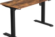 _Electric Desk, Height-Adjustable, Desk Stand, Table Frame with Motor, 120 x 60 x (73-114) cm, Steel, Vintage Brown/Black