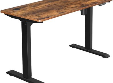 _Electric Desk, Height-Adjustable, Desk Stand, Table Frame with Motor, 120 x 60 x (73-114) cm, Steel, Vintage Brown/Black