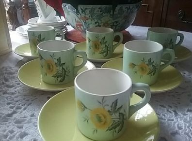 Six Arklow? Cups & Saucers