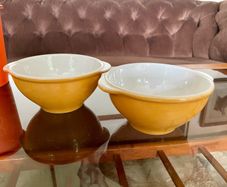 Emile Henry Mustard Yellow and White Ceramic Breakfast Yoghurt Bowl 0.55 Litres x 2
