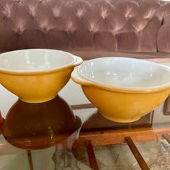 Emile Henry Mustard Yellow and White Ceramic Breakfast Yoghurt Bowl 0.55 Litres x 2