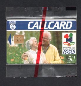 1993 Ireland 50 unit EC Year of the Elderly Front (Gemplus GEM1) Call Card Mint in Packaging. Telecom Eireann Card Number 1052