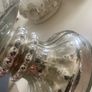 ShabbyChic Large ribbed glass bowl with vintage style crackle glass base stand..beautiful on it's own or filled Image 7