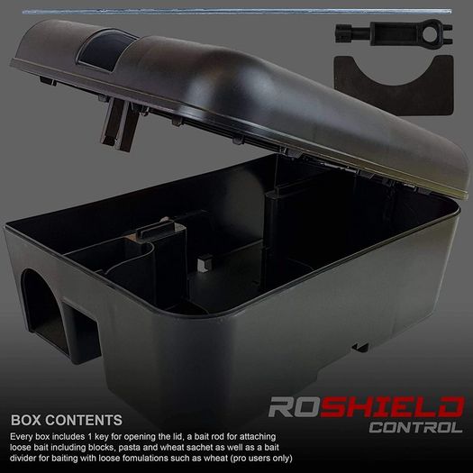 2 Tamper Proof Rat & Mouse Bait Box Stations for the Safe Control of Poison & Pest Traps, Heavy Duty Outdoor Usage (Empty)