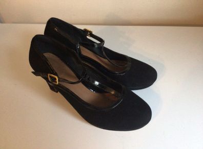 Clarks Ladies Suede Leather Mary Jane Court Shoes Wide Fit size 7.5 E Can Post