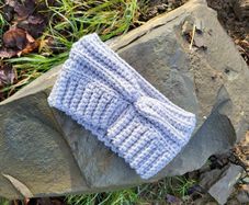 Handmade crochet warm headband, grey wooly ear warmer