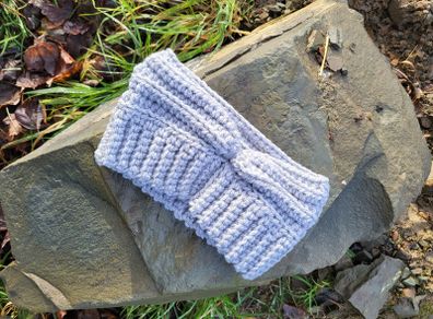 Handmade crochet warm headband, grey wooly ear warmer