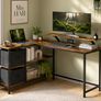 L-Shaped Corner Desk with Drawers & Monitor Shelf Image 2