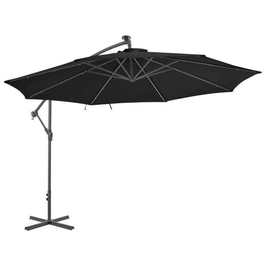 Cantilever Umbrella with LED Lights Black 350 cm
