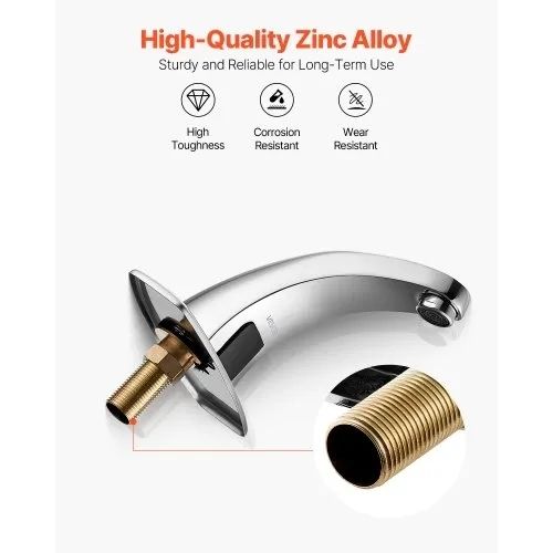Touchless Bathroom Sink Faucet, Automatic Motion Sensor Restroom Toilet Faucet Cold Water with Hole Cover Plate, Battery Operated for 9.5 mm