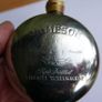 Vintage Jameson  Whiskey Hip Flask Round Flask, Pewter, brass- Screw Top Image 4