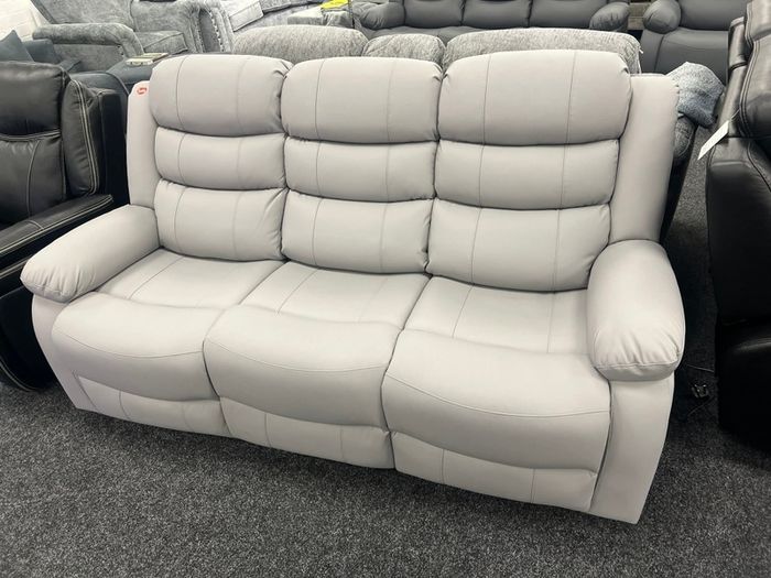 3+2 Light Grey Sorrento Leather Recliner Sofa Set