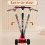 3 Wheels Kids Scooter for 5+ Years Old Boys Girls Teenager Foldable 4 Adjustable Handlebar from 32" - 40" Wide Flashing LED Wheels Image 5