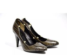 REISS women Leather Court High Heels  EU 38 UK 5| Crocodile pattern Pointed toe